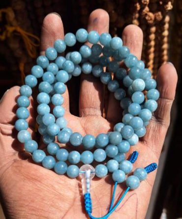 Aquamarine Stone Mala Beads Necklace – Beads for Tranquility and Courage