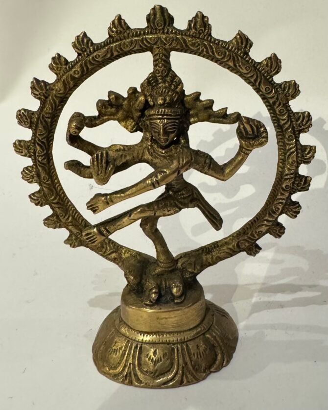Brass Nataraja Idol - Divine Expression of Cosmic Energy and Harmony-  Height: 4 inches,