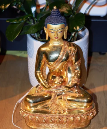 Gold-Plated Buddha Statue in Dhyana Mudra