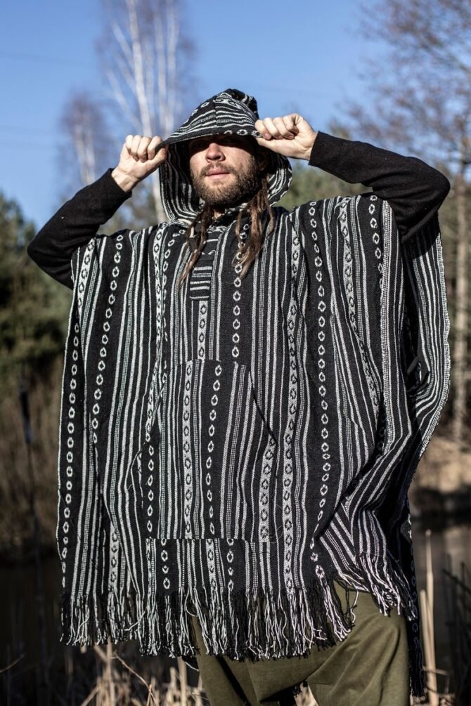 Boho Mexican Gheri Poncho  handmade Nepal