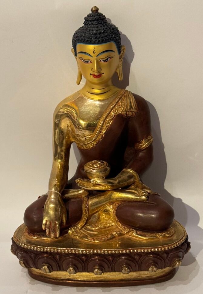 Shakyamuni Buddha Statue 6 inches gold plated