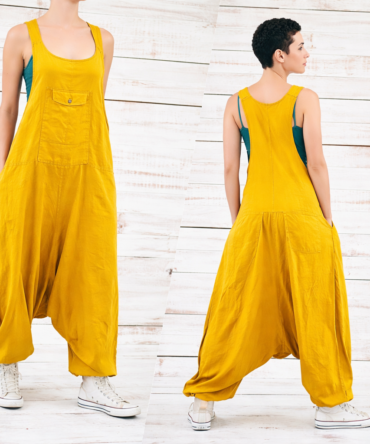 Harem cotton Jumpsuits MUSTARD, BLACK,RED, GREEN