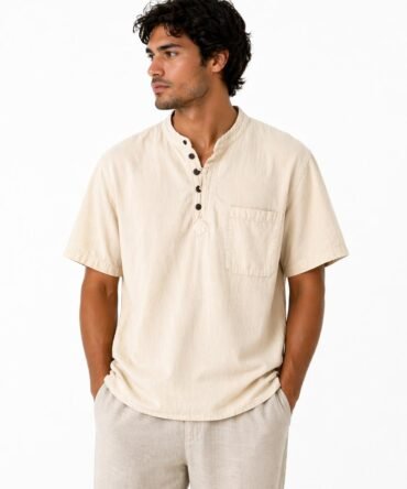 The Signature Linen-Blend Mandarin Henley