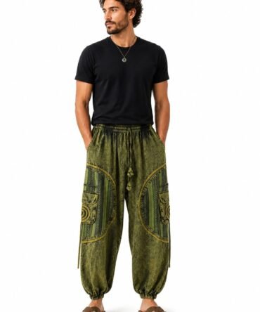 Overdyed Gheri Circle Pocket Cotton Harem Trousers