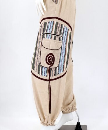 Boho Tribal Harem Pants | Men’s & Women’s Patchwork Cargo Trousers with Geometric Woven Pockets