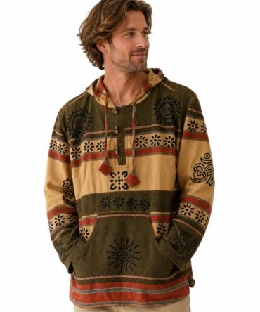 Men's Artisan Cotton Bohemian Hooded Pullover