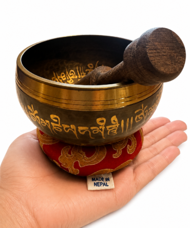 Antique Tibetan Singing Bowl Yoga Buddhist Symbol Etched