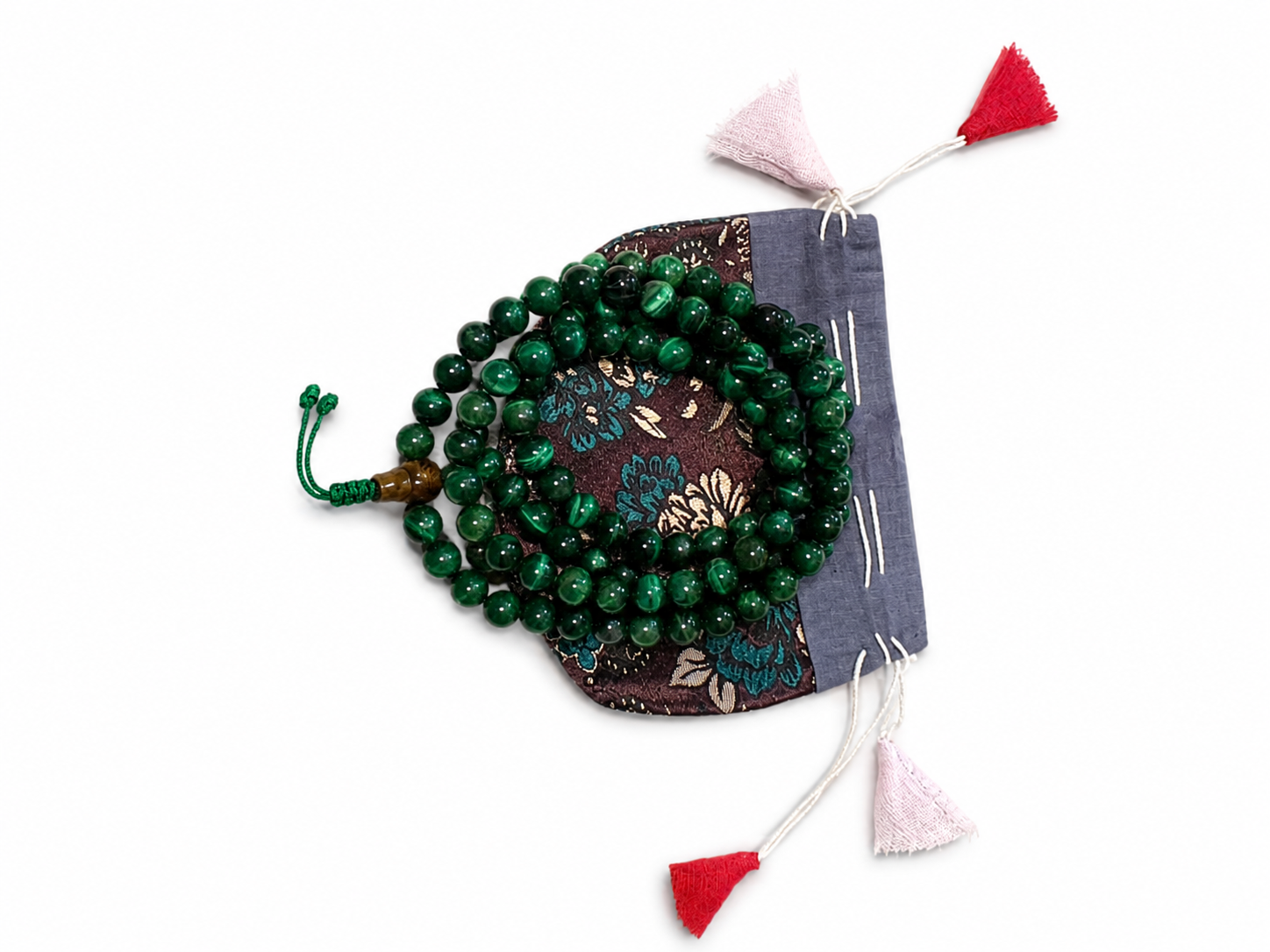 MALACHITE with Tibetan Guru bead - 108 mala