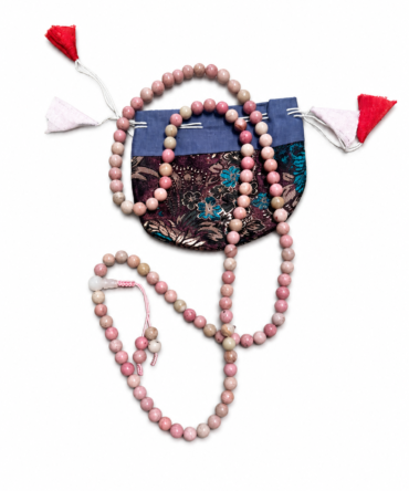 Buddha Stones 108 Mala Beads Rhodonite Rose Quartz Tassel Healing
